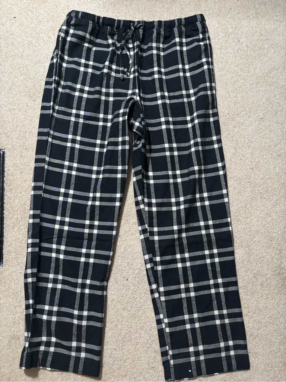 Hanna Anderson Pajama Pants Black White Plaid Oeko Tex Elastic Drawstring Large